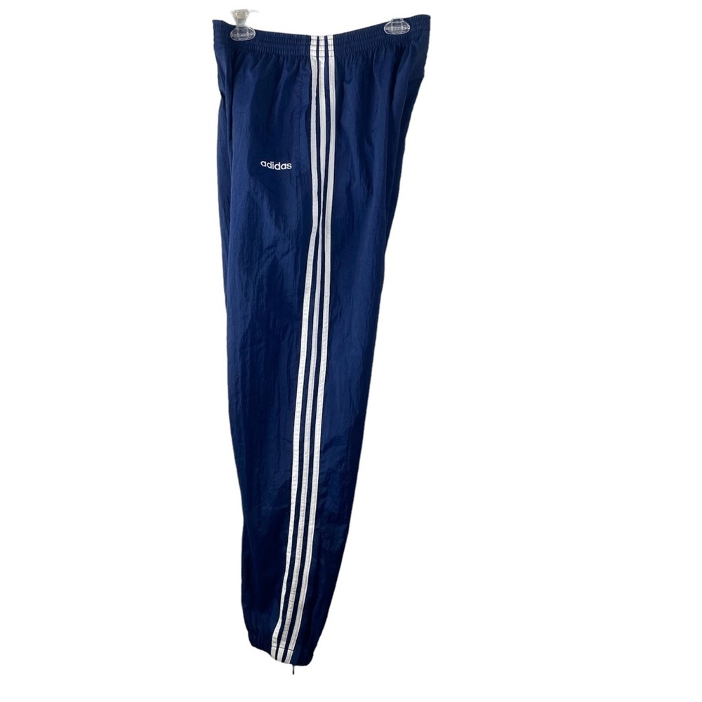 Men’s 90s Blue Adidas 3 Stripes Windbreaker Joggers w/ Ankle Zippers Size Large